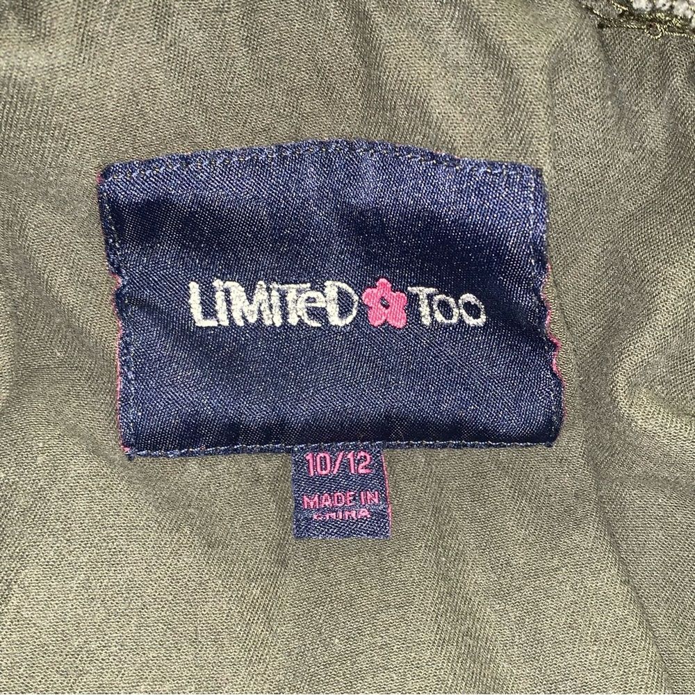 Limited Too Shacket Girl’s 10/12 Jacket Preppy Olive Green Military Top Casual - Picture 4 of 8